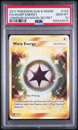 Pokemon Warp Energy Crimson Invasion Secret Rare Full Art #123 PSA 10 Gem Mint - Image 1