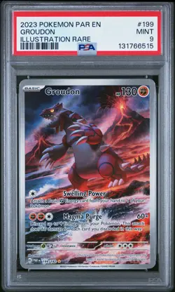 2023 POKEMON PAR EN-PARADOX RIFT ILLUSTRATION RARE #199 GROUDON PSA 9 - Image 1