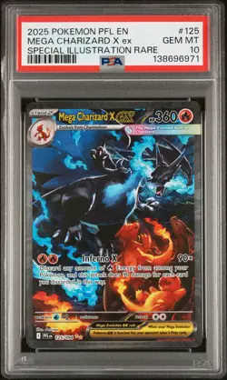 2025 POKEMON PFL EN-PHANTASMAL FLAMES #125 MEGA CHARIZARD X EX PSA 10 - Image 1