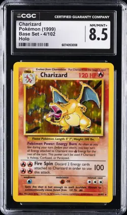1999 POKEMON BASE SET #4 CHARIZARD CGC 8.5 - Image 1