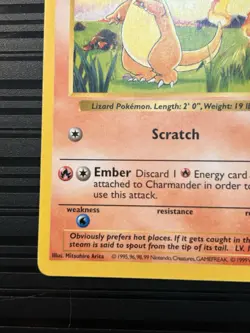 Pokemon CHARMANDER 246/102 Shadowless (1999 Base Set) NM/LP - Image 4