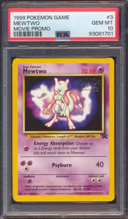 1999 POKEMON GAME MEWTWO #3 MOVIE PROMO PSA 10! - Image 1