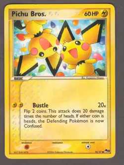 Pichu Bros. 16/17 POP Series 3 Promo Pokemon Card 2006 DAMAGED / CREASED - Image 1