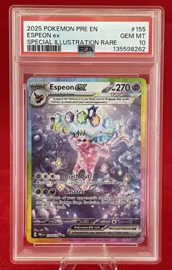 Pokemon TCG Espeon EX Prismatic Evolutions Holo Card 155/131 PSA 10 GEM MINT - Image 1