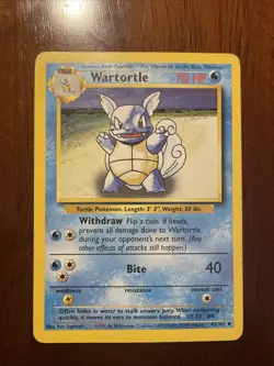 Pokemon TCG Base Set Wartortle Card 42/102 Unlimited Regular Uncommon MP - Image 1