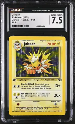 CGC 7.5 Jolteon 1999 Jungle 1st Edition 4/64 Holo Pokemon Card - Image 1