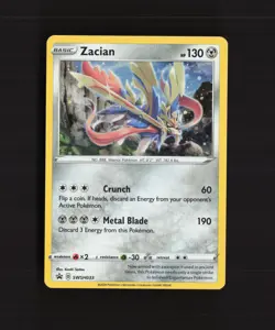 Zacian SWSH033 Sword & Shield Black Star Promo Cosmos Holo Pokemon Card LP - Image 1