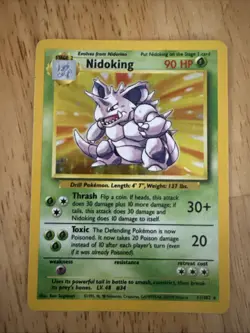Pokemon TCG Nidoking Base Set Holo Rare Card 11/102 1999 - Image 1