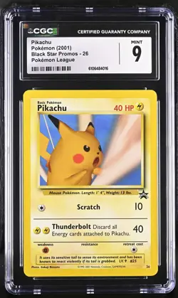 CGC 9 Pikachu 2001 Black Star Promos 26 Pokemon League Graded Pokemon Card - Image 1
