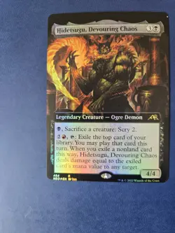 MtG Kamigawa ND Hidetsugu Devouring Chaos Foil Extended Art MISCUT Error Dot - Image 1