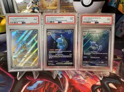 2023 Pokemon Squirtle Wartortle Blastoise ex PSA 9 Illustration Rare Trio 151 - Image 1