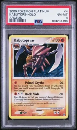 2009 Pokemon Platinum Kabutops Holo Arceus #4 Graded PSA 8 NM MINT - Image 1