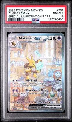 2023 POKEMON MEW EN-151 SPECIAL ILLUSTRATION RARE #201 ALAKAZAM EX PSA 8 - Image 1