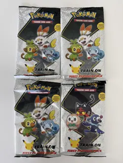Pokemon TCG 25th Anniversary GALAR (3 packs) + ALOLA (1 pack) First Partner Pack - Image 1
