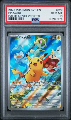 2023 POKEMON SVP EN-SV BLACK STAR PROMO #027 PIKACHU PSA 10 - Image 1