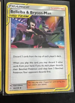 Pokemon TCG Guzma & Hala Tag Team 193/236 Bellaba & Bryce-man 186/236 Non Holo - Image 3
