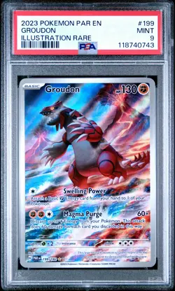 2023 POKEMON PAR EN-PARADOX RIFT ILLUSTRATION RARE #199 GROUDON PSA 9 - Image 1
