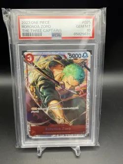 2023 One Piece Three Captains Roronoa Zoro Super Rare #OP01-025 PSA 10 - Image 1