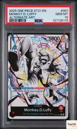 ONE PIECE MONKEY D. LUFFY St21 - 001 STARTER DECK EX GEAR 5 Eng PSA 10 - Image 1