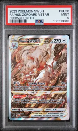 PSA 9 MINT Hisuian Zoroark VSTAR GG56/GG70 Crown Zenith Gallery Pokemon Card - Image 1