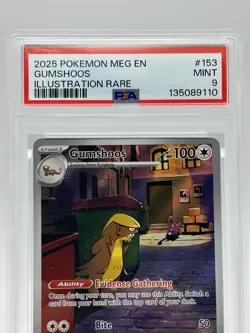 2025 POKEMON MEGA EVOLUTION #153 GUMSHOOS ILLUSTRATION RARE - PSA 9 MINT - Image 2