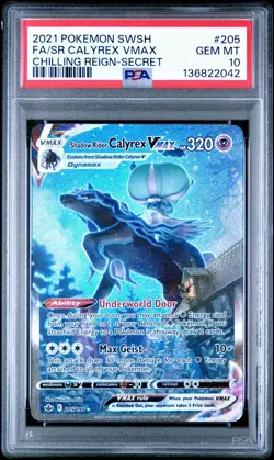 2021 POKEMON SWORD & SHIELD CHILLING REIGN FA/SHADOW RIDER CALYREX VMAX PSA 10 - Image 1
