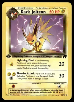Pokemon TCG Team Rocket (1st Edition) #38/82 Dark Jolteon LP+ - Image 1