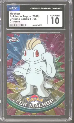 Pokemon Topps Chrome Machop 66 CGC 10 GEM MINT POP 9 - Image 1