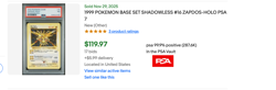 1999 POKEMON BASE SET SHADOWLESS #16 ZAPDOS-HOLO PSA BGS 7 - Image 3