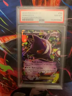 PSA 8 2014 POKEMON PHANTOM FORCES GENGAR EX #34 HOLO NM Mint - Image 1