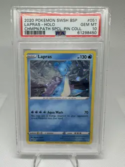 2020 Pokemon Sword & Shield Promos Lapras Cosmos Holo SWSH051 PSA 10 Gem Mint - Image 1