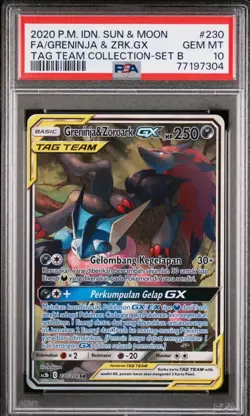 PSA 10 Greninja & Zoroark GX Tag Team Alternative Art Indonesia Sun Moon Pokemon - Image 1
