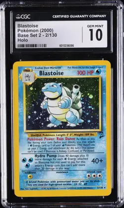2000 POKEMON BASE SET 2 #2 BLASTOISE CGC 10 - Image 1