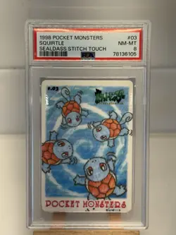 1998 Pokemon SQUIRTLE Sealdass Stitch Touch # 03 PSA Grade 8- Pocket Monsters - Image 1