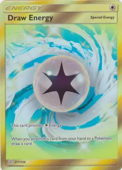 Pokemon Draw Energy 271/236 SM Cosmic Eclipse Gold Full Art Secret Rare - NM - Image 1