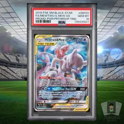 Mewtwo & Mew GX 2019 Pokemon Sun & Moon Tag Team Promo #SM191 PSA 10 GEM MINT - Image 1