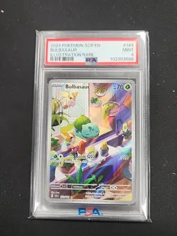 2024 Pokemon Stellar Crown Illustration Rare 143/142 PSA 9 Bulbasaur - Image 1