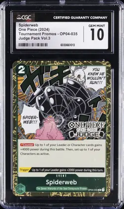 2024 ONE PIECE TOURNAMENT PROMOS JUDGE PACK VOL. 3 SPIDERWEB CGC 10 GEM MINT - Image 1