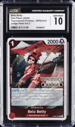 2024 ONE PIECE TOURNAMENT PROMOS JUDGE PACK VOL.3 BELO BETTY CGC 10 GEM MINT - Image 1