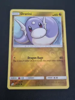 REVERSE HOLO Pokemon Card Sun & Moon Team Up TCG Card Dratini 116/181 - Image 1
