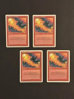 *** Red Elemental Blast x4 4th Ed ** NM+ NEVER PLAYED MtG Fourth Magic FAST SHIP - Image 1