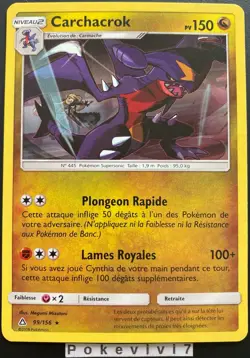 Carte Pokemon CARCHACROK 99/156 HOLO Mozaique Soleil et Lune 5 SL5 FR - Image 1