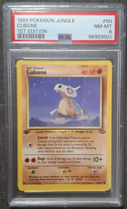 Pokemon Jungle 1st Edition Cubone 50/64 PSA 8 Vintage 1999 Wizards of the Coast - Image 1