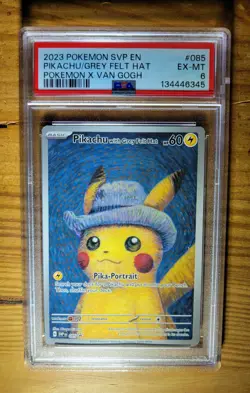 2023 POKEMON SVP EN-SV BLACK STAR PROMO #085 PIKACHU WITH GREY FELT HAT - PSA 6 - Image 1