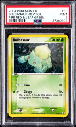 2004 POKEMON EX FIRE RED & LEAF GREEN #55 BULBASAUR REVERSE FOIL PSA 9 - Image 1