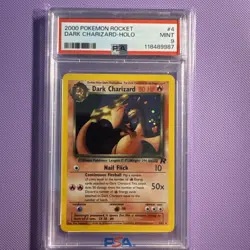 DARK CHARIZARD PSA 9 2000 POKEMON TEAM ROCKET #4/82 HOLO MINT 882 With Swirl - Image 1