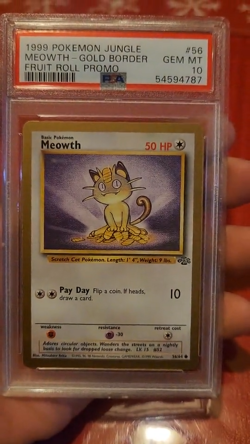 1999 Pokemon Jungle 56 Meowth Gold Border Fruit Roll Up Promo PSA 10 Gem Mint - Image 2