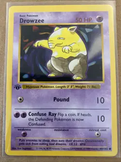 Pokemon TCG Drowzee Base Set 49/102 1st Edition Never Plated Near Mint - Image 1