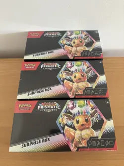 Pokemon Scarlet & Violet Prismatic Evolutions Surprise Box - Lot of 3 - IN HAND - Image 1