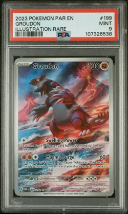 2023 POKEMON PAR EN-PARADOX RIFT ILLUSTRATION RARE #199 GROUDON PSA 9 - Image 1